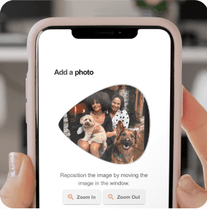 Phone screen with a custom photo being added to gift